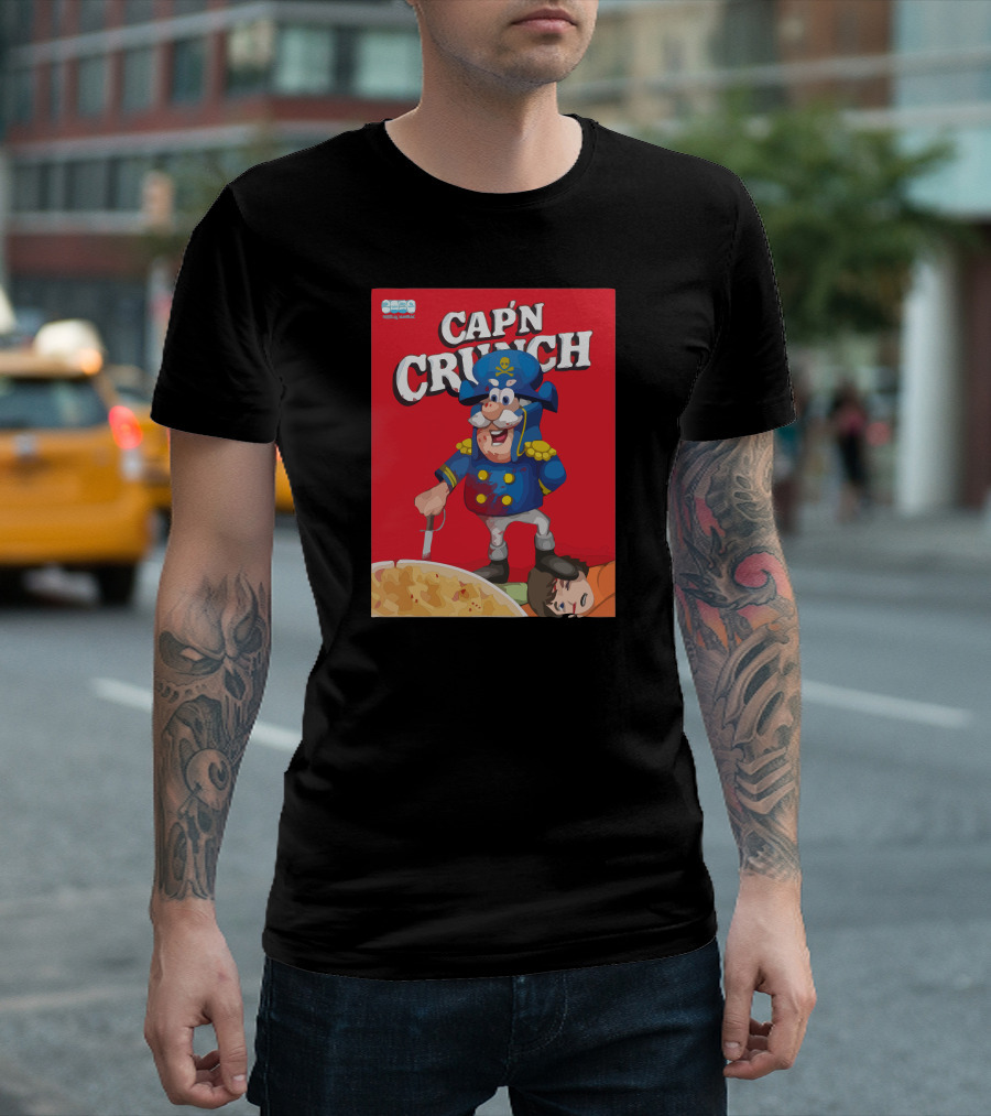 Cap'n Crunch Crunchy Cereal Maniac Cartoon Red Box T-Shirt