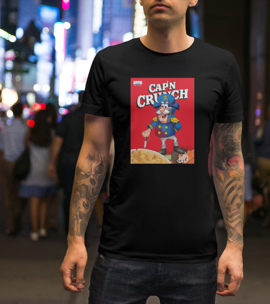Cap'n Crunch Crunchy Cereal Maniac Cartoon Red Box T-Shirt