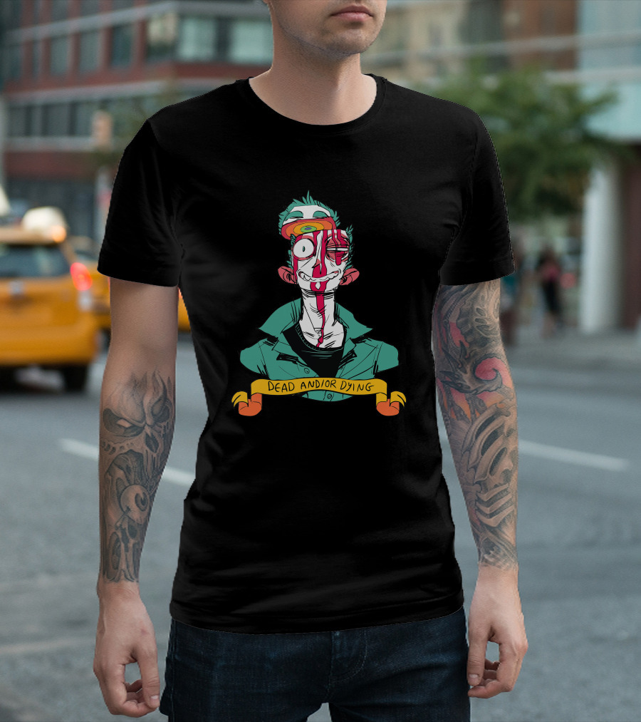Dead And Or Dying Cartoon Zombie Face with Eye Popping Out T-Shirt