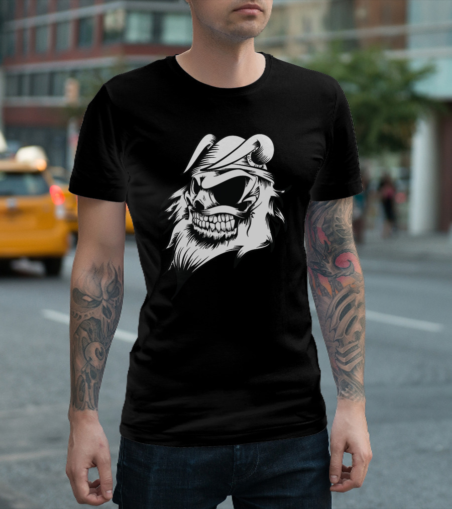 Dead Skull Viking Horned Helmet Beard Crewneck T-Shirt