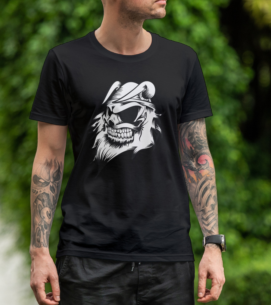 Dead Skull Viking Horned Helmet Beard Crewneck T-Shirt