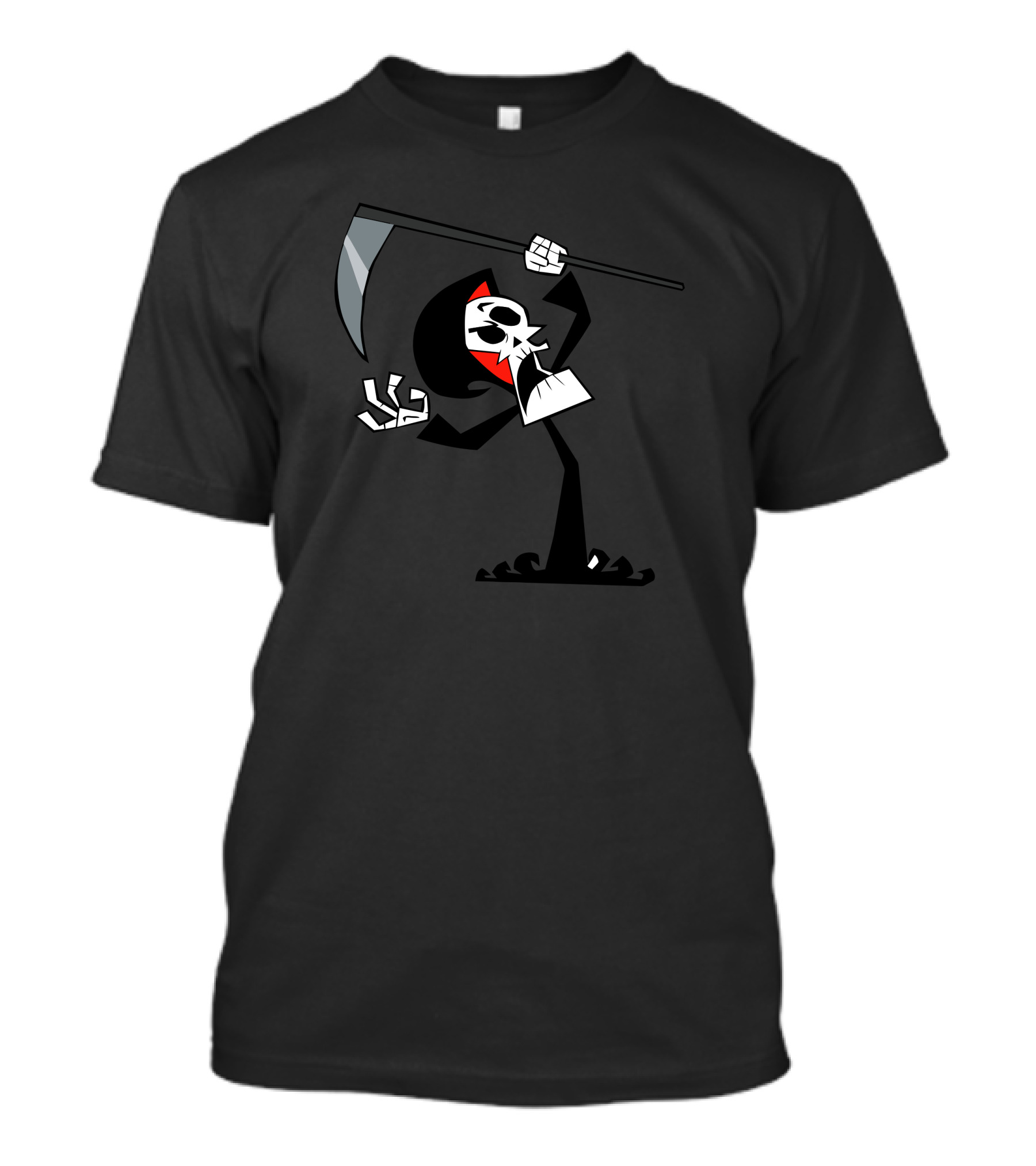 Grim Reaper Character With Scythe In Cartoon T-Shirt