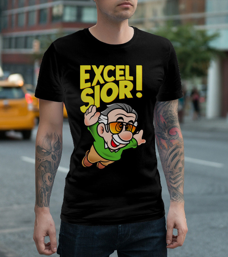 EXCELSIOR Flying Character With Glasses And Green T-Shirt