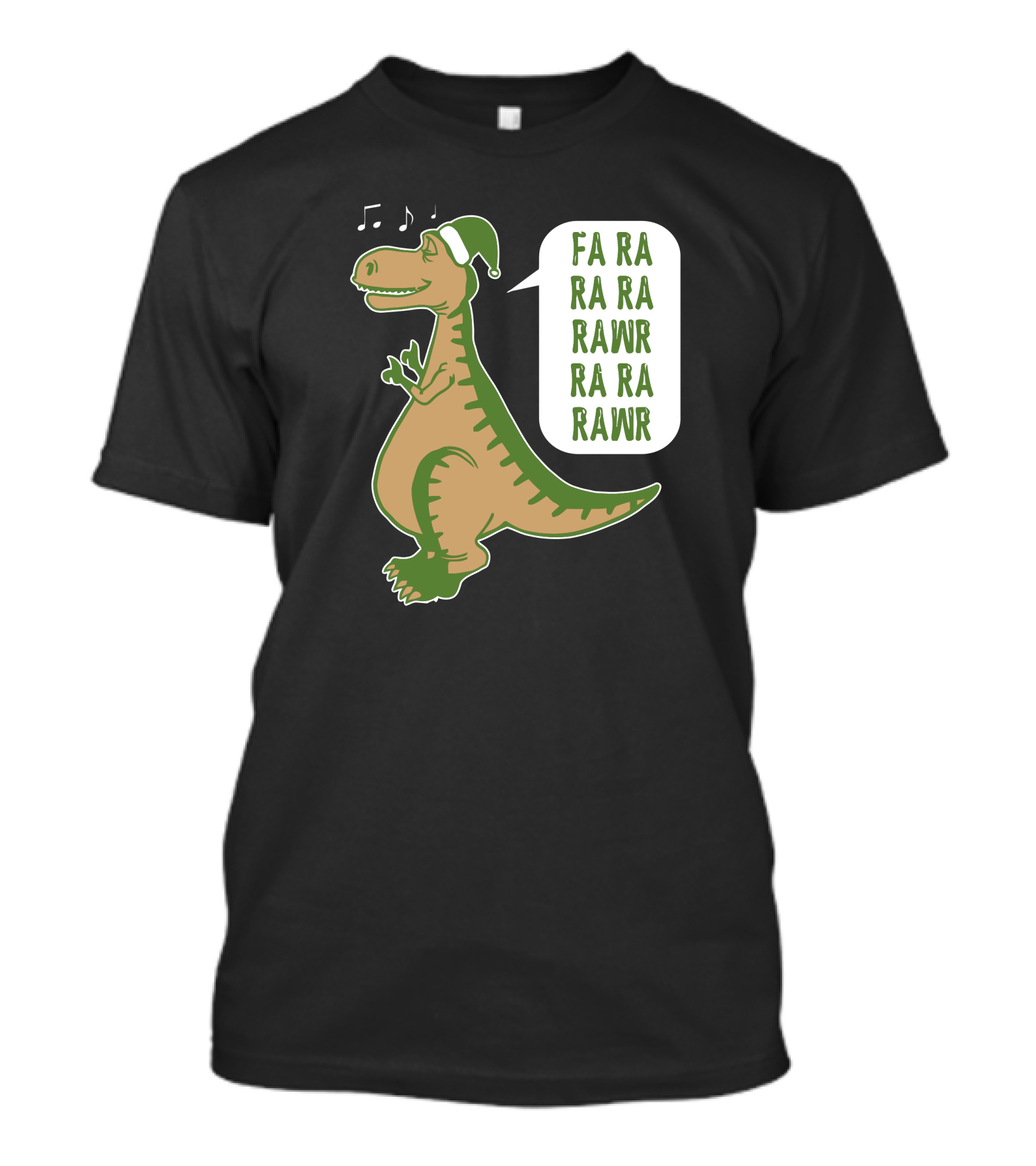 FA RA RA RA RAWR Dinosaur With Santa Hat And Music Notes T-Shirt