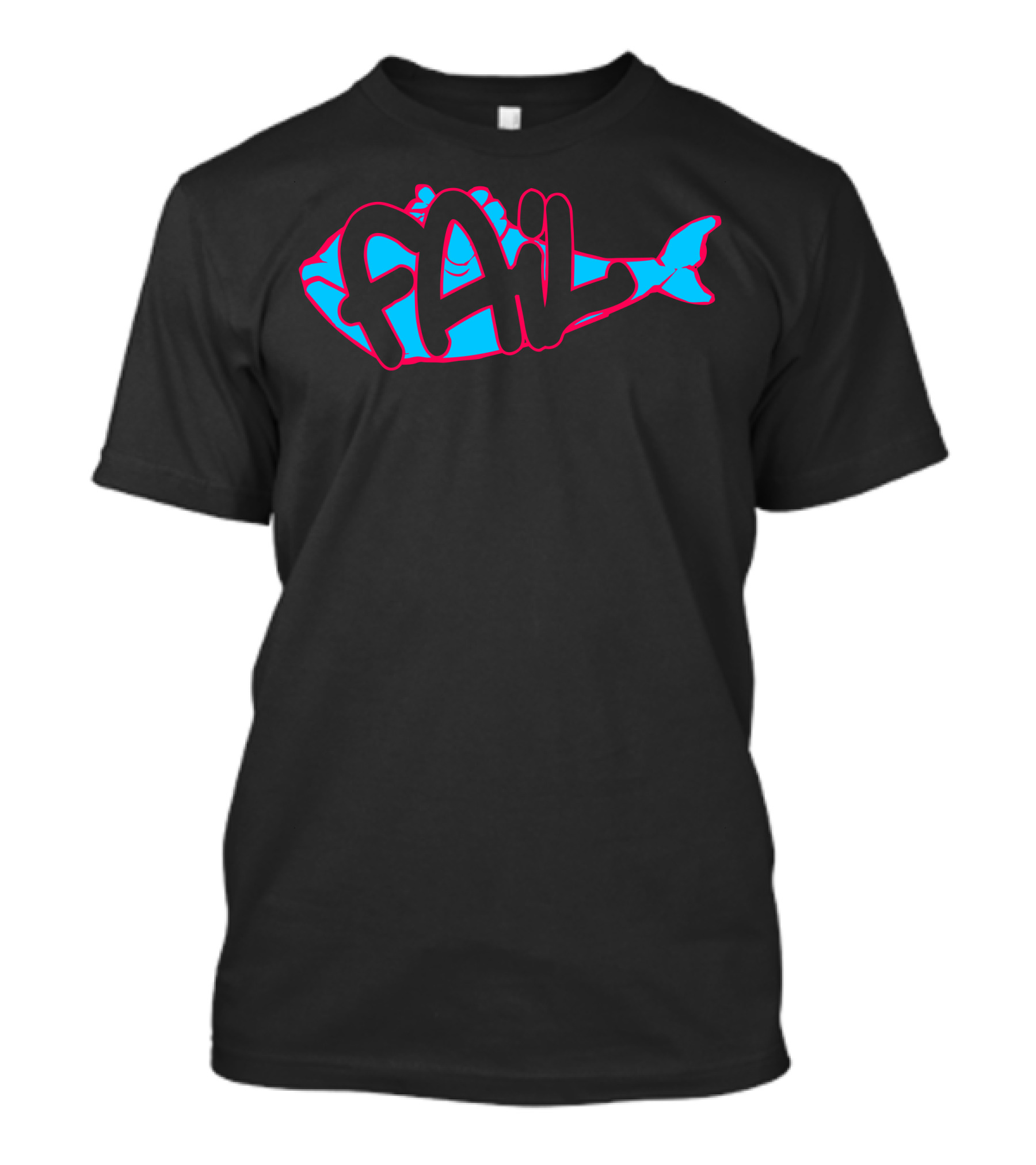 FAIL Whale Text Blue Whale Outline T-Shirt