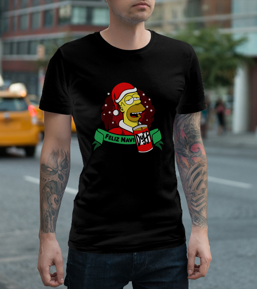 Feliz Naviduff Santa Homer with Duff Beer T-Shirt
