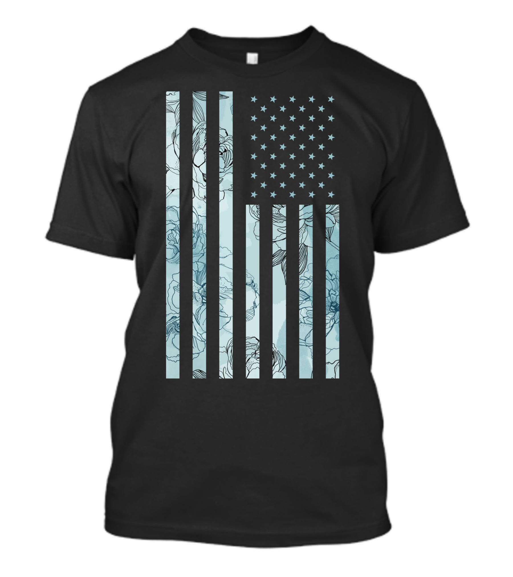 Floral Stars And Stripes American Flag T-Shirt