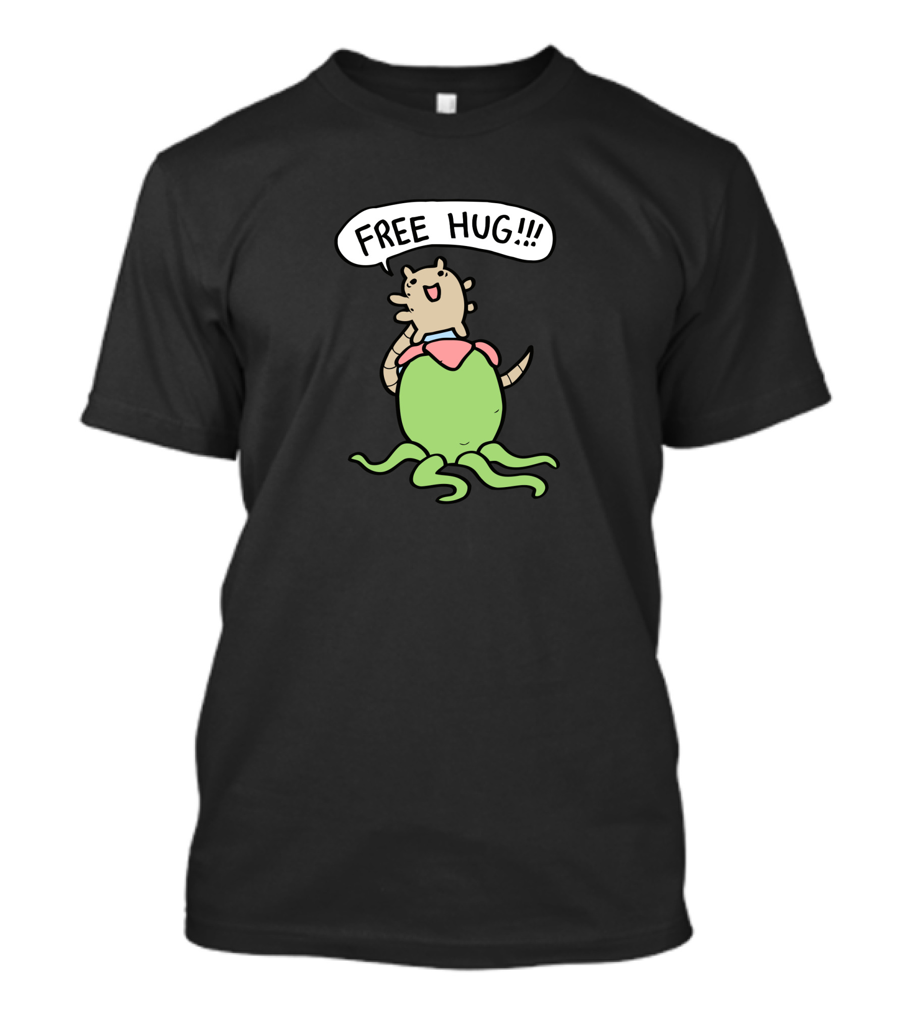Free Hug Alien Parody Cute Face Hugger Cartoon T-Shirt