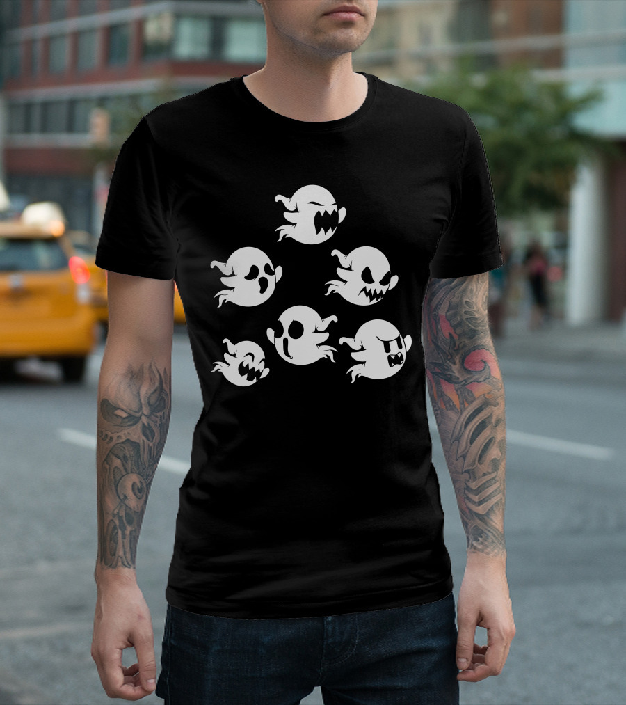Ghost Boos Spooky Expressions Emoji Faces T-Shirt