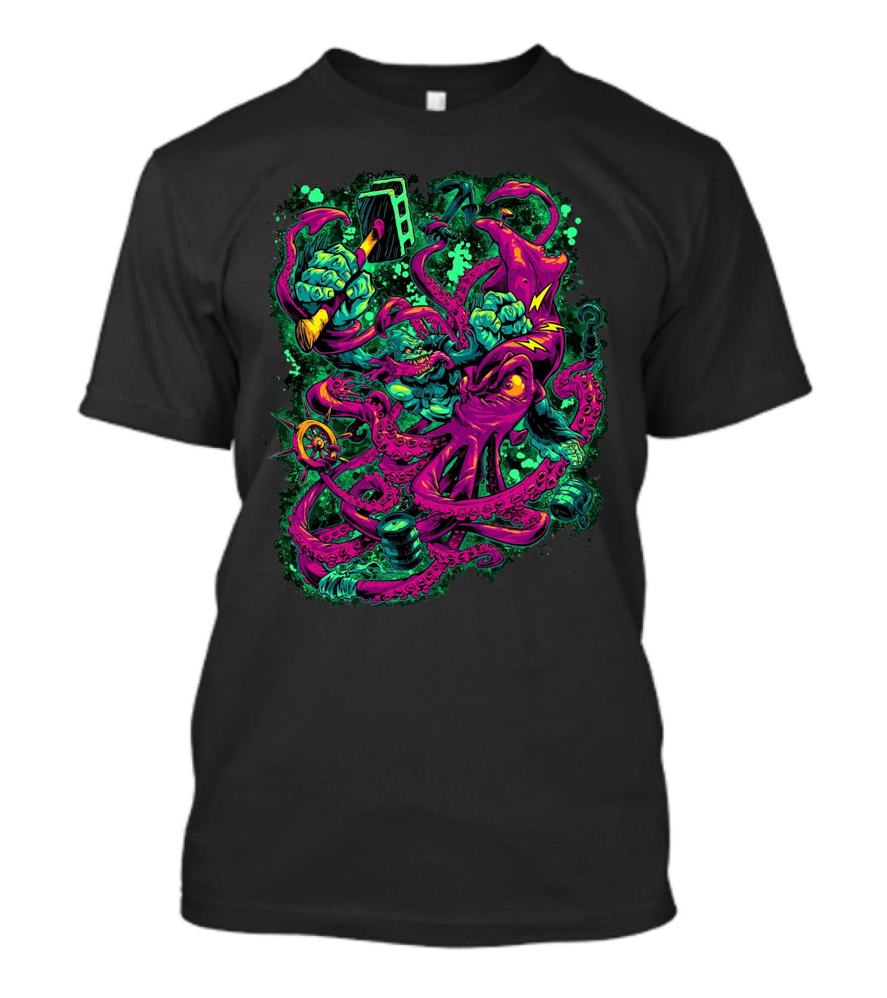 Gorilla Vs Octopus Alien Battle T-Shirt
