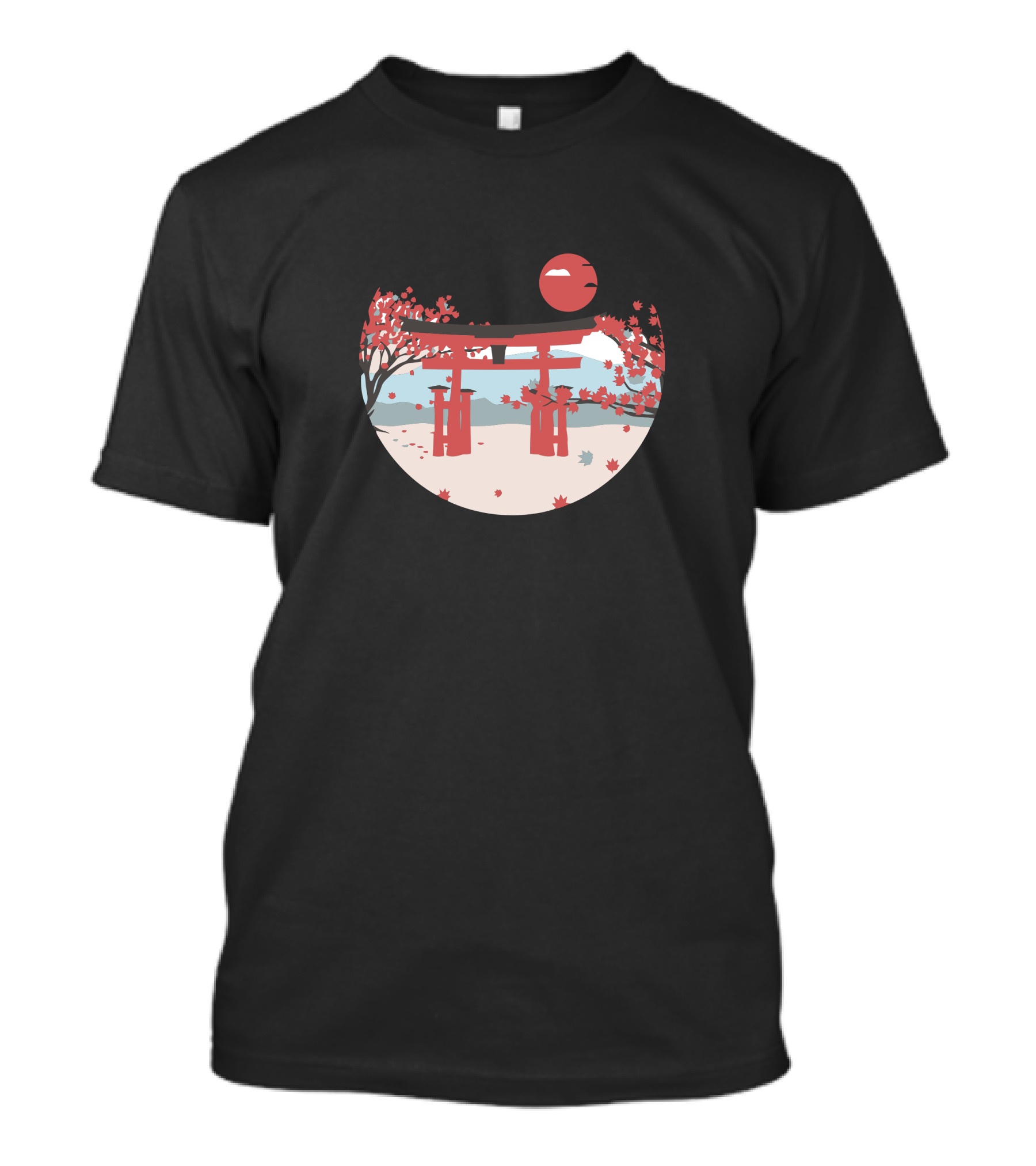 Japan Sakura Torii Gate Red Sun T-Shirt