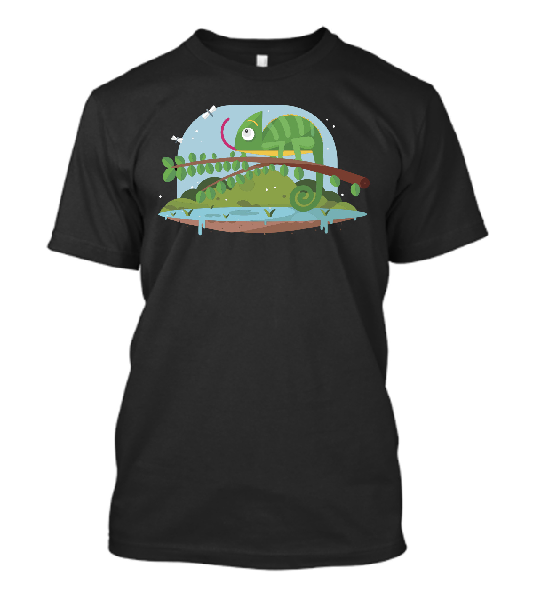 Chameleon On Branch Under Glass Dome Terrarium T-Shirt