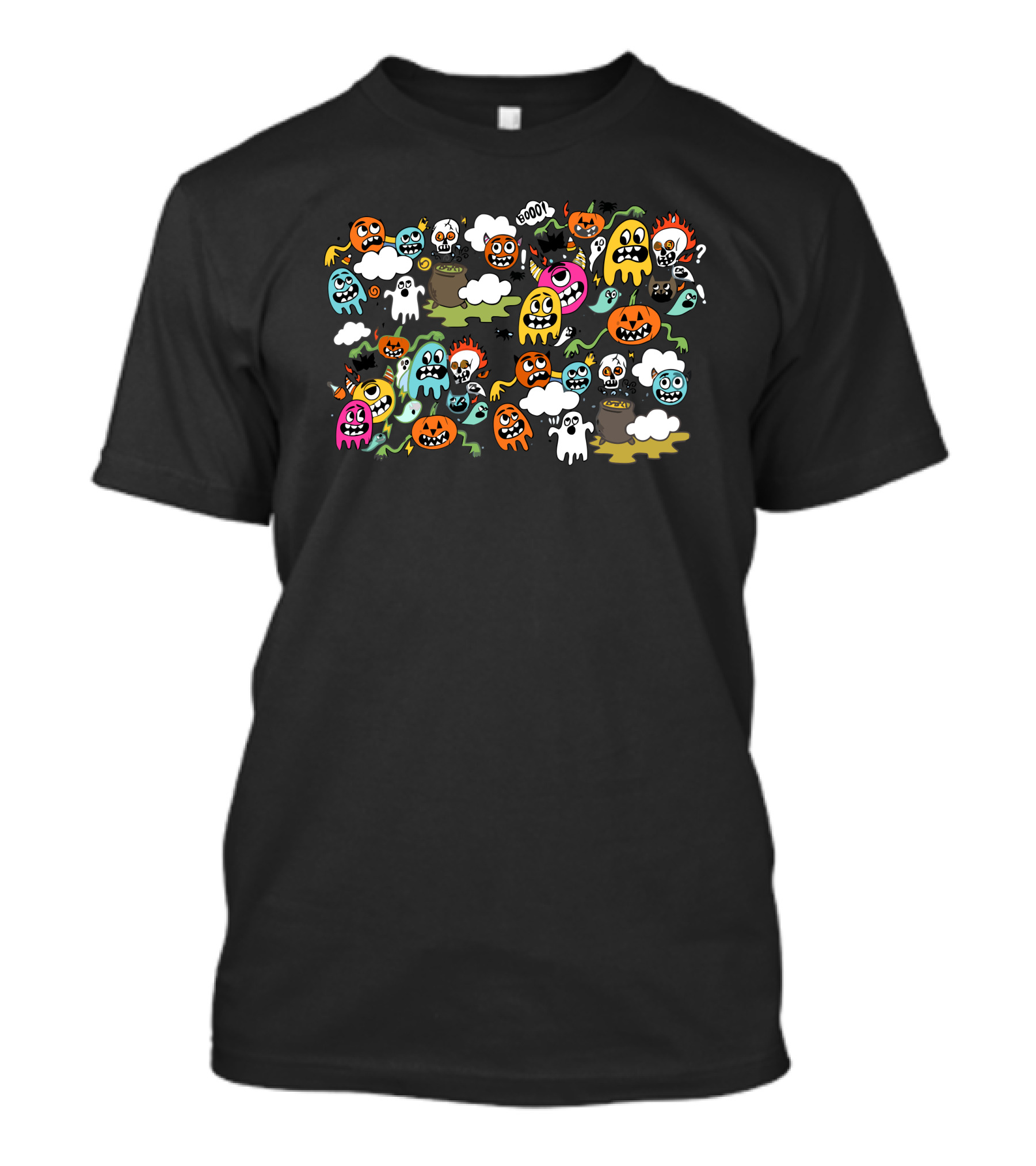 Monstarz Boo Crew With Colorful Halloween Ghosts And Pumpkins T-Shirt