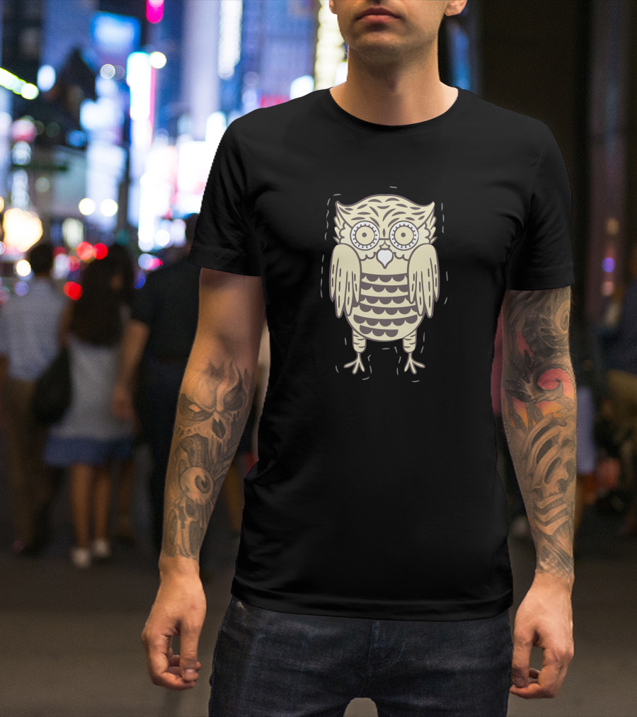 Owwwll Cream Cartoon Owl T-Shirt