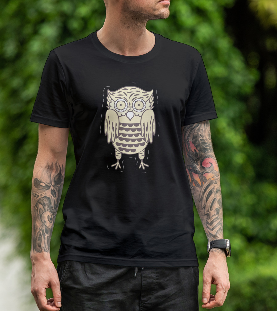 Owwwll Cream Cartoon Owl T-Shirt