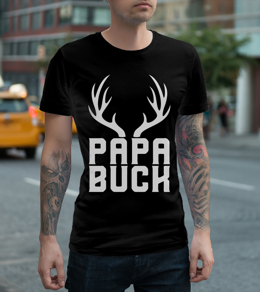 Papa Buck Antler Design for Dark T-Shirt