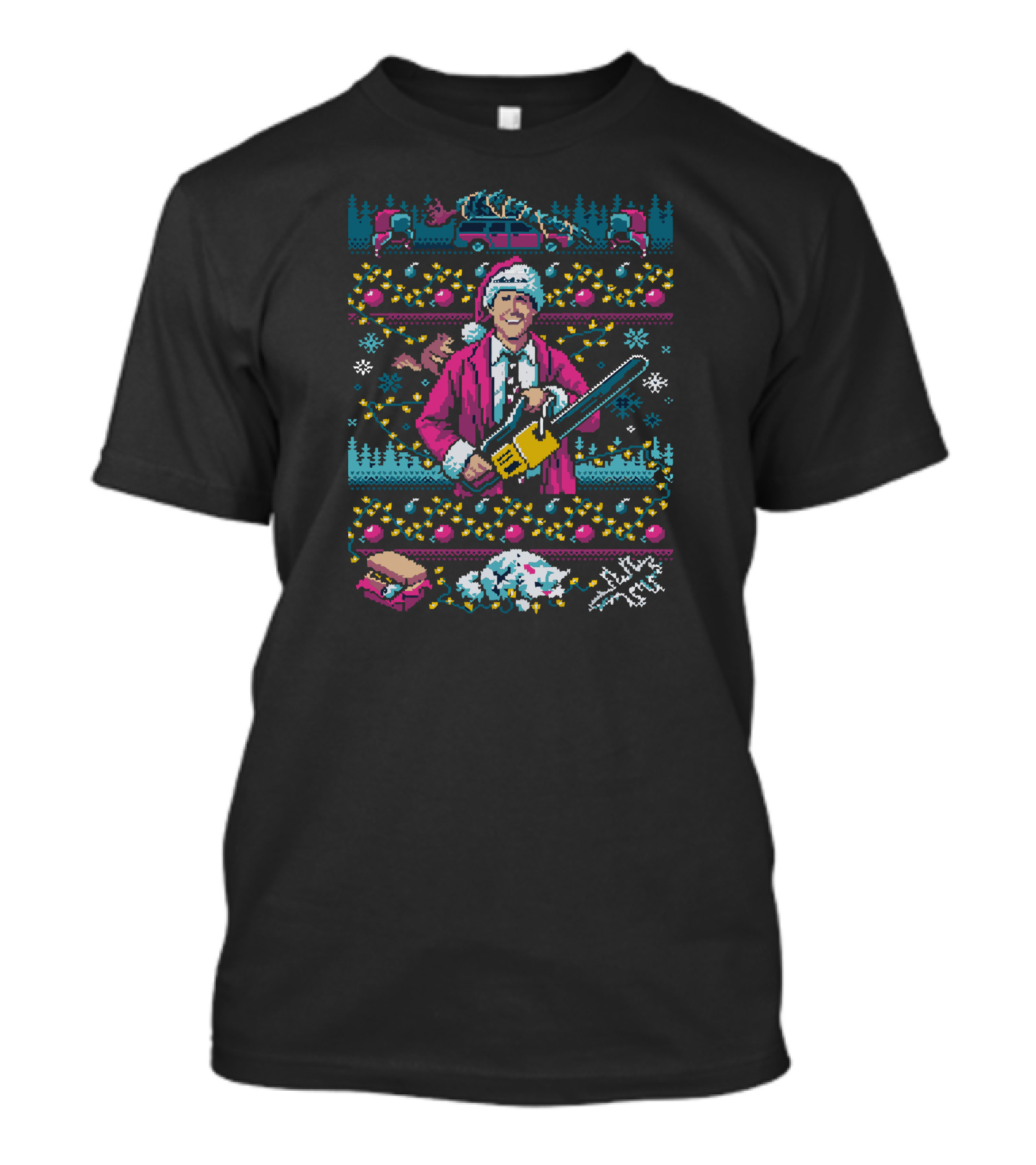 Hap Hap Happiest This Side Of The Nuthouse Chainsaw Santa Ugly Christmas T-Shirt