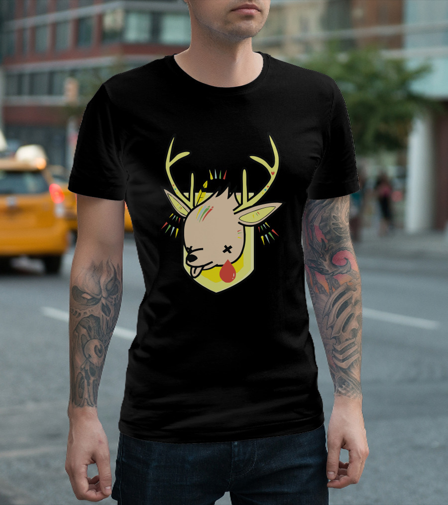 Hunter Deer with Fallen Antlers and Colorful Accents T-Shirt