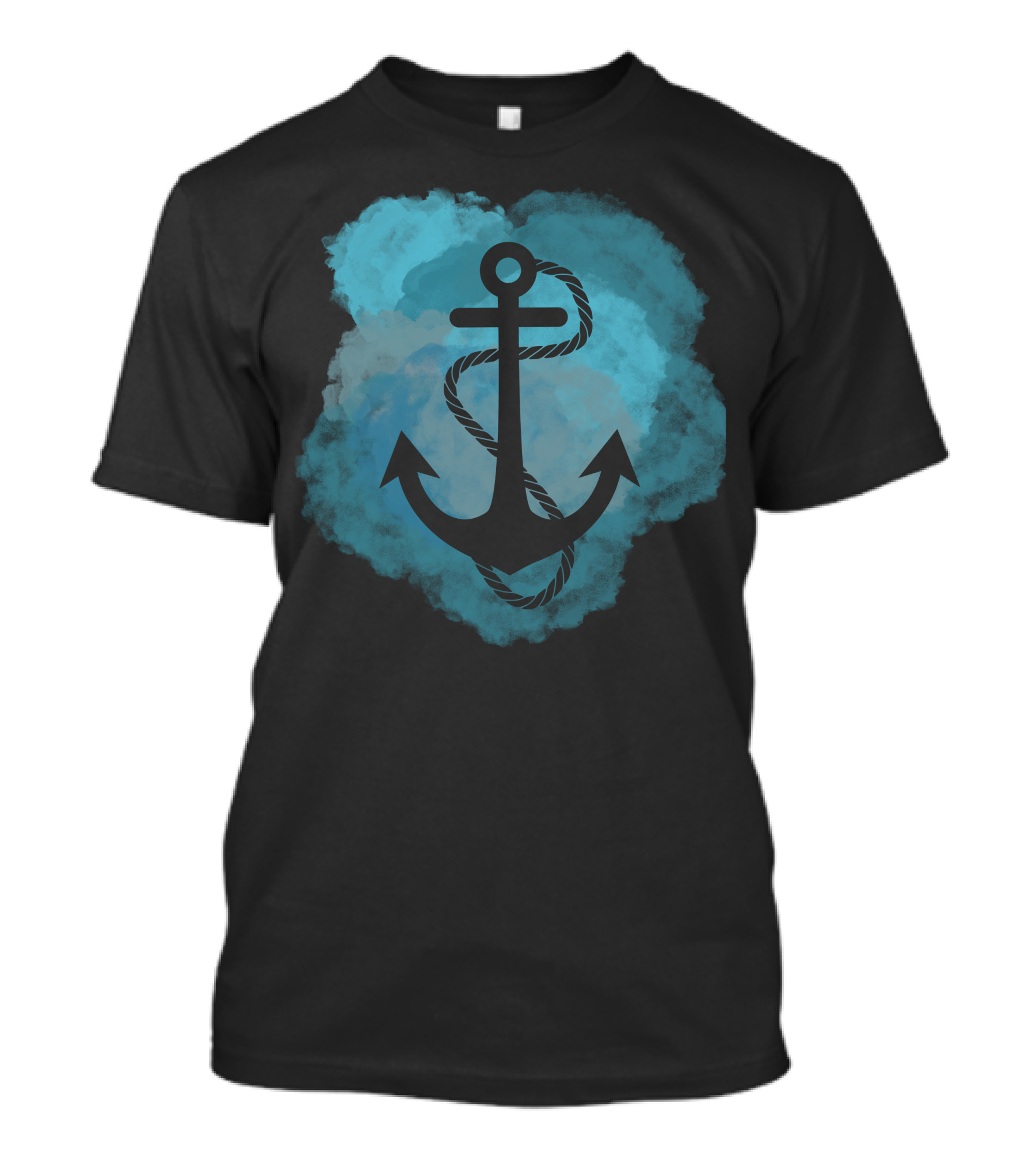 Anchor Watercolor Rope Nautical Ocean Teal Splash T-Shirt