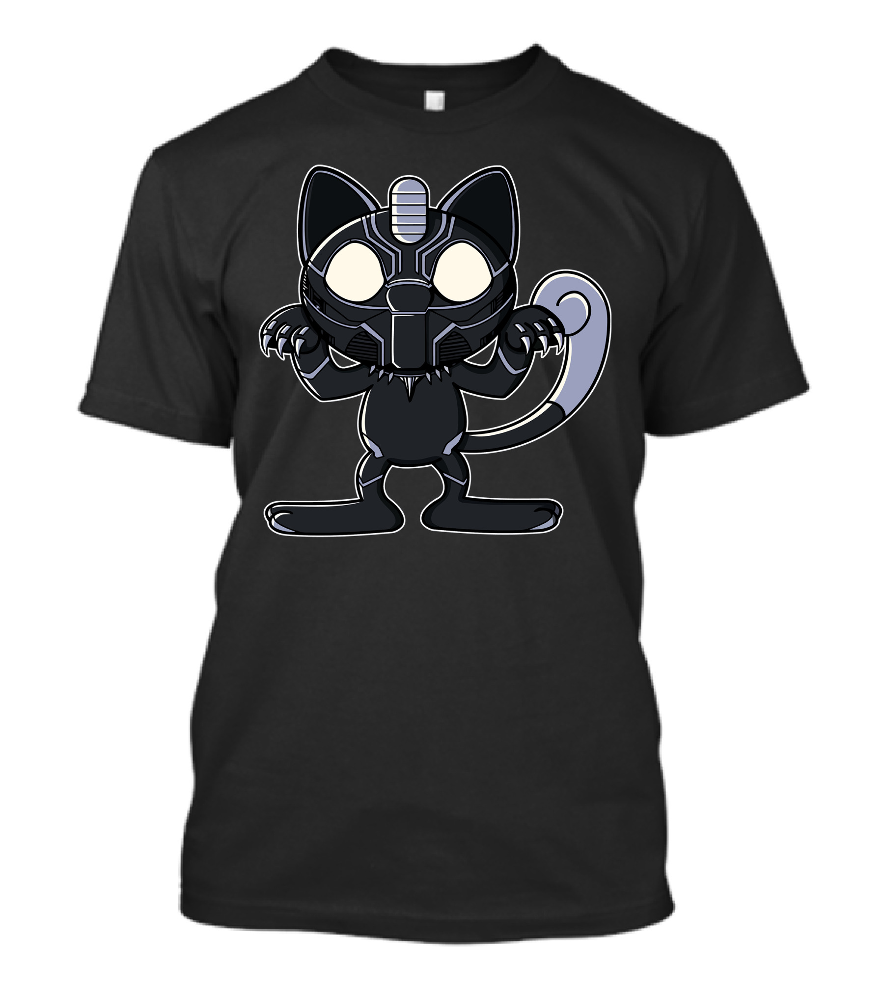 Black Cat Panther Cartoon Character T-Shirt
