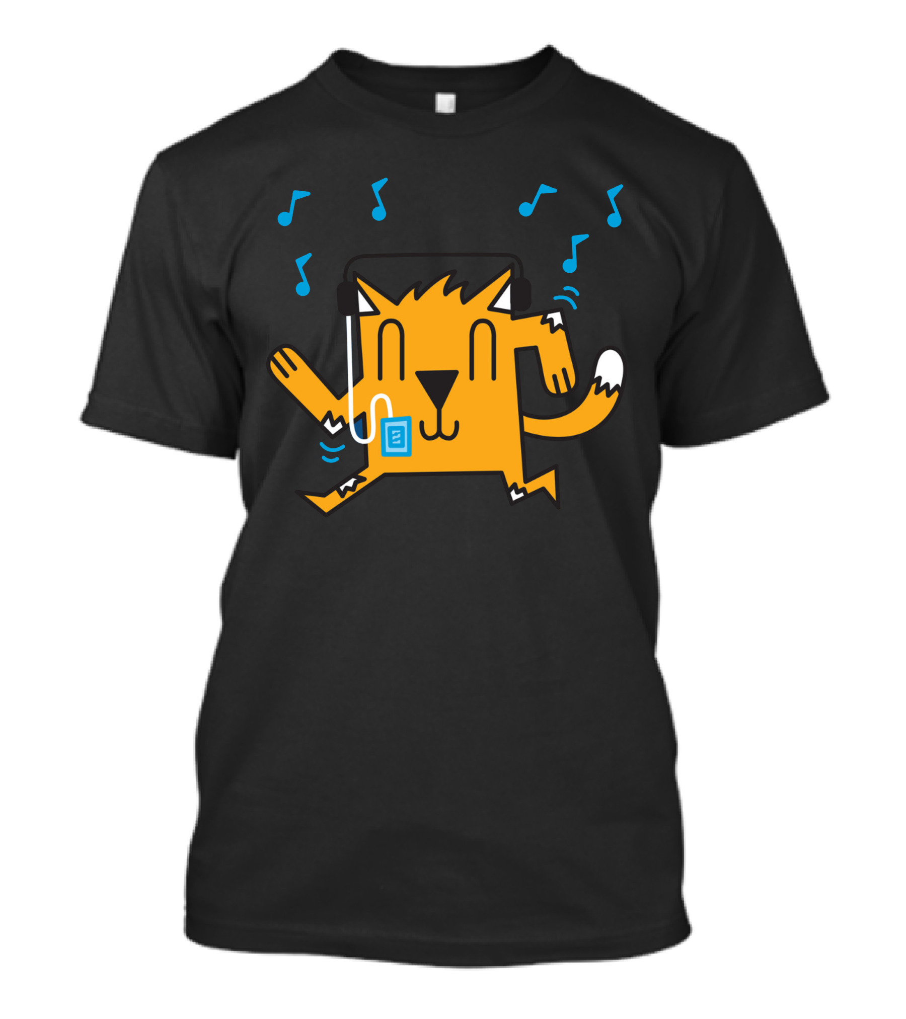 Dancing Cat With Musical Notes And Headphones T-Shirt
