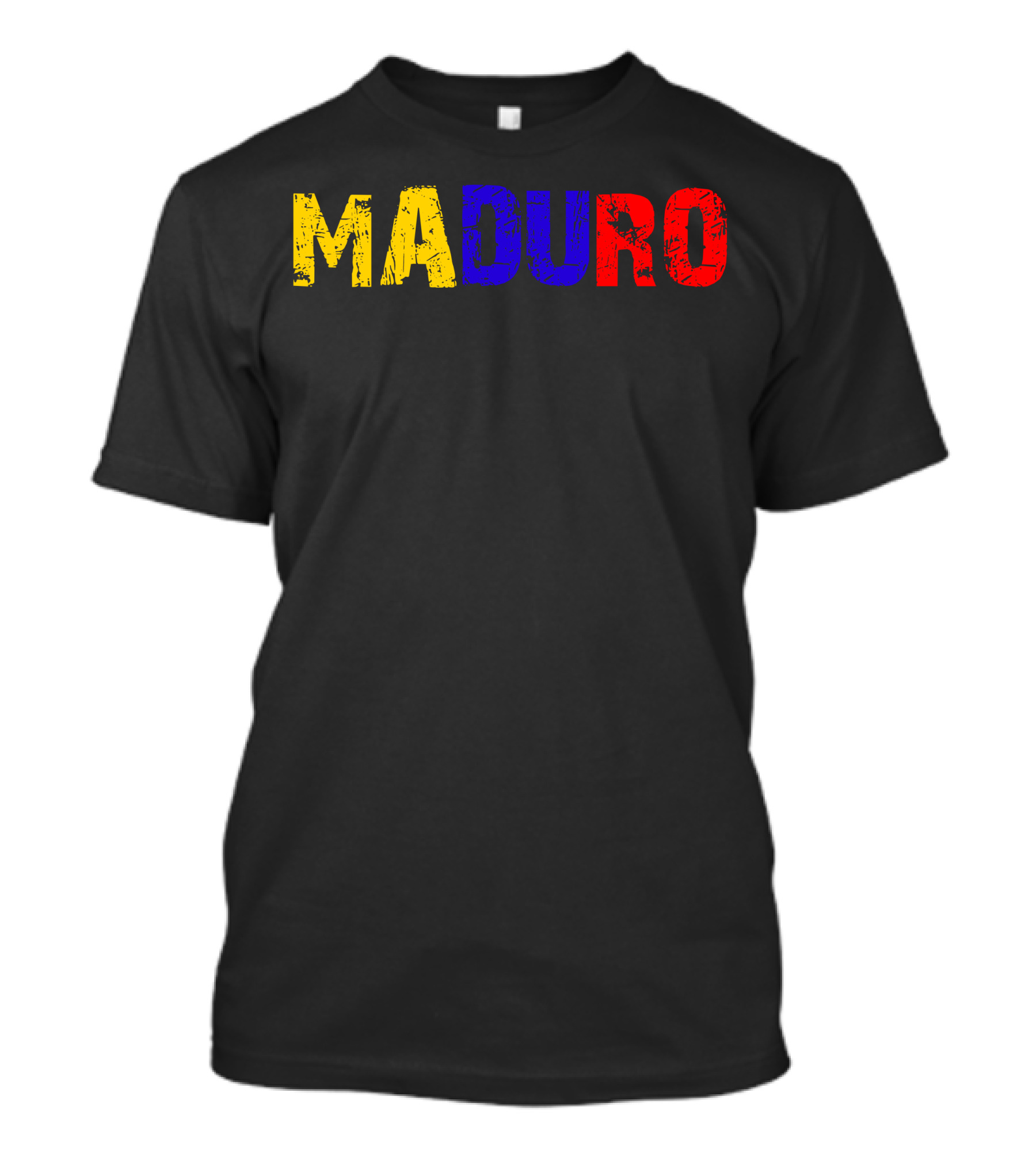 Maduro Yellow Blue Red Text With Rough Texture T-Shirt