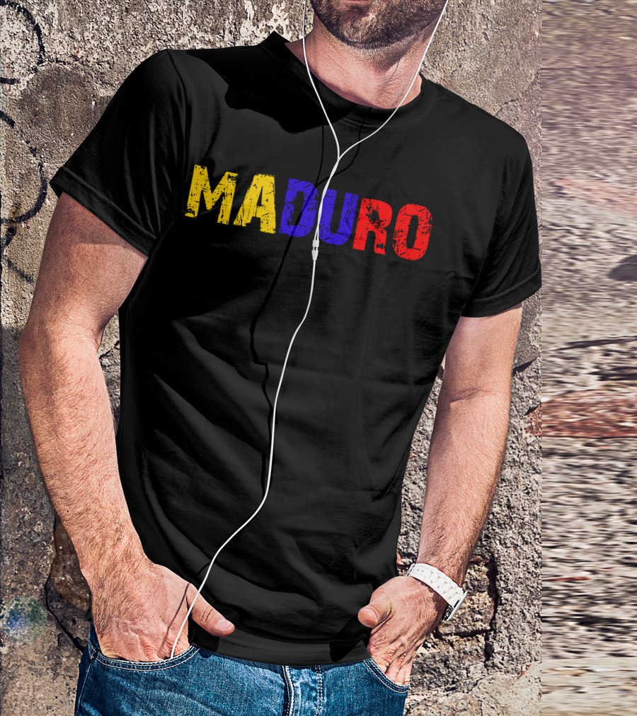 Maduro Yellow Blue Red Text With Rough Texture T-Shirt