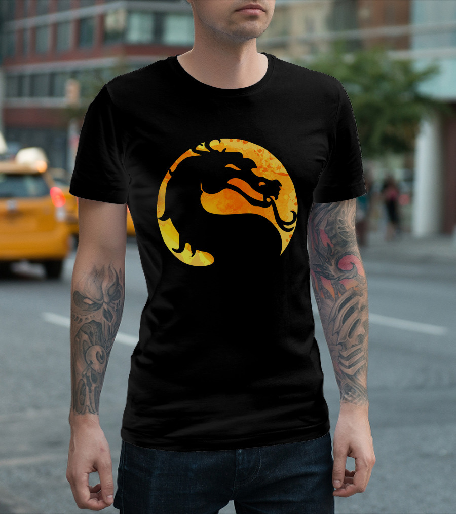 Mortal Kombat Dragon Logo Emblem On Yellow T-Shirt