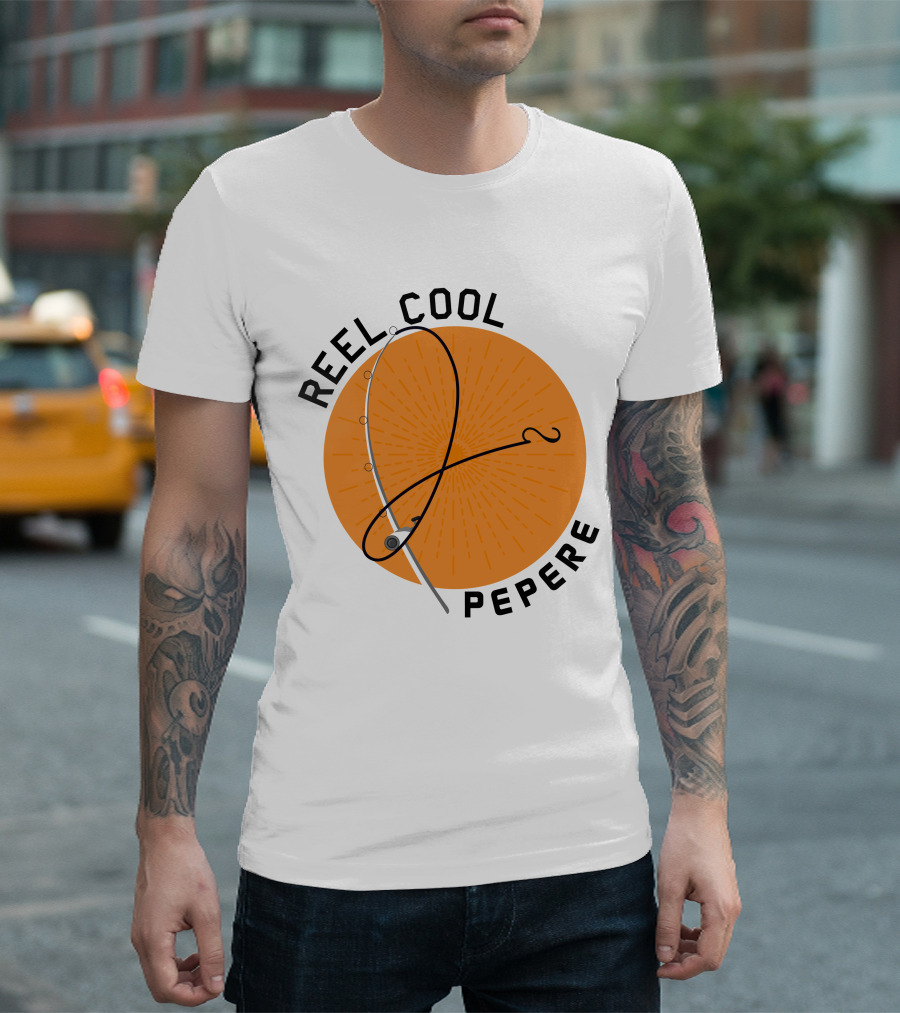 Reel Cool Pepere Fishing Rod And Orange Sunburst T-Shirt