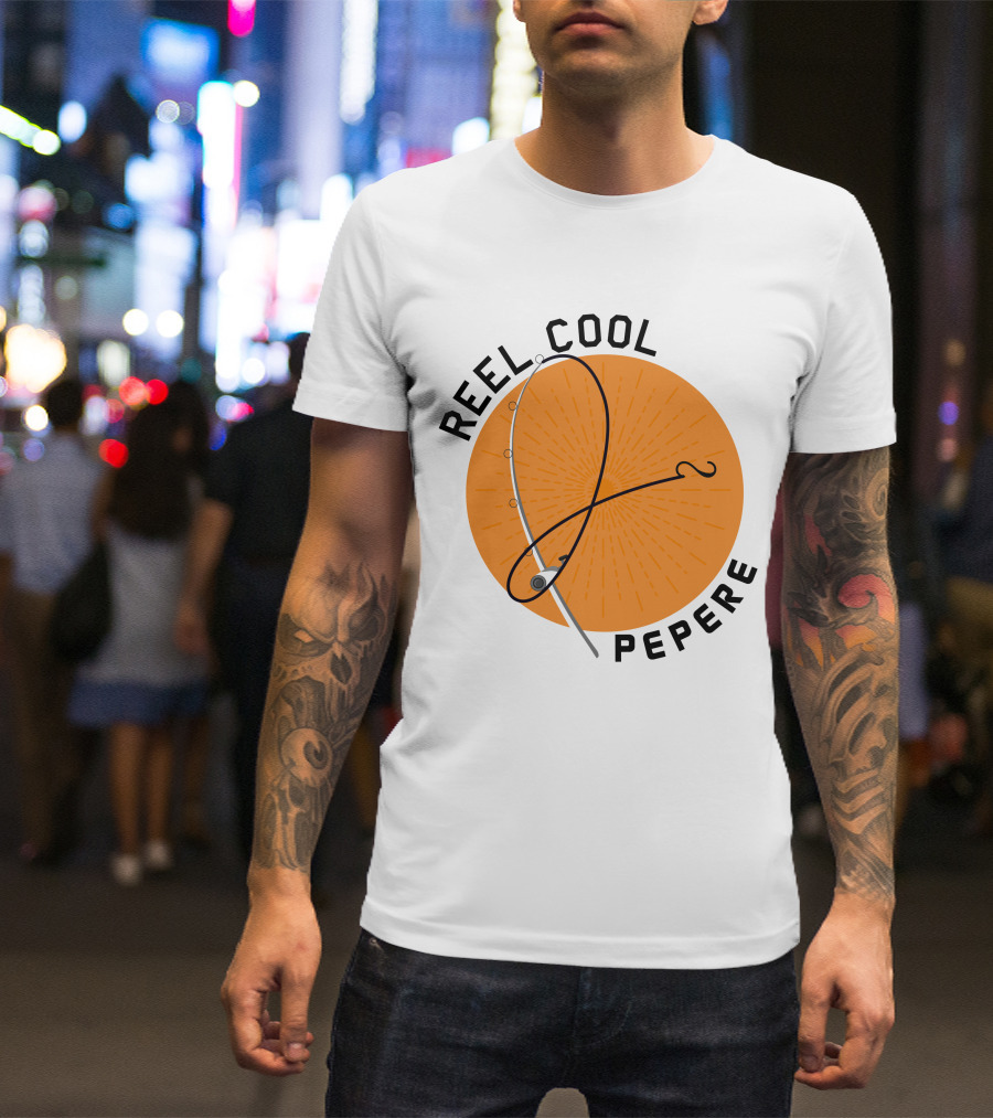 Reel Cool Pepere Fishing Rod And Orange Sunburst T-Shirt