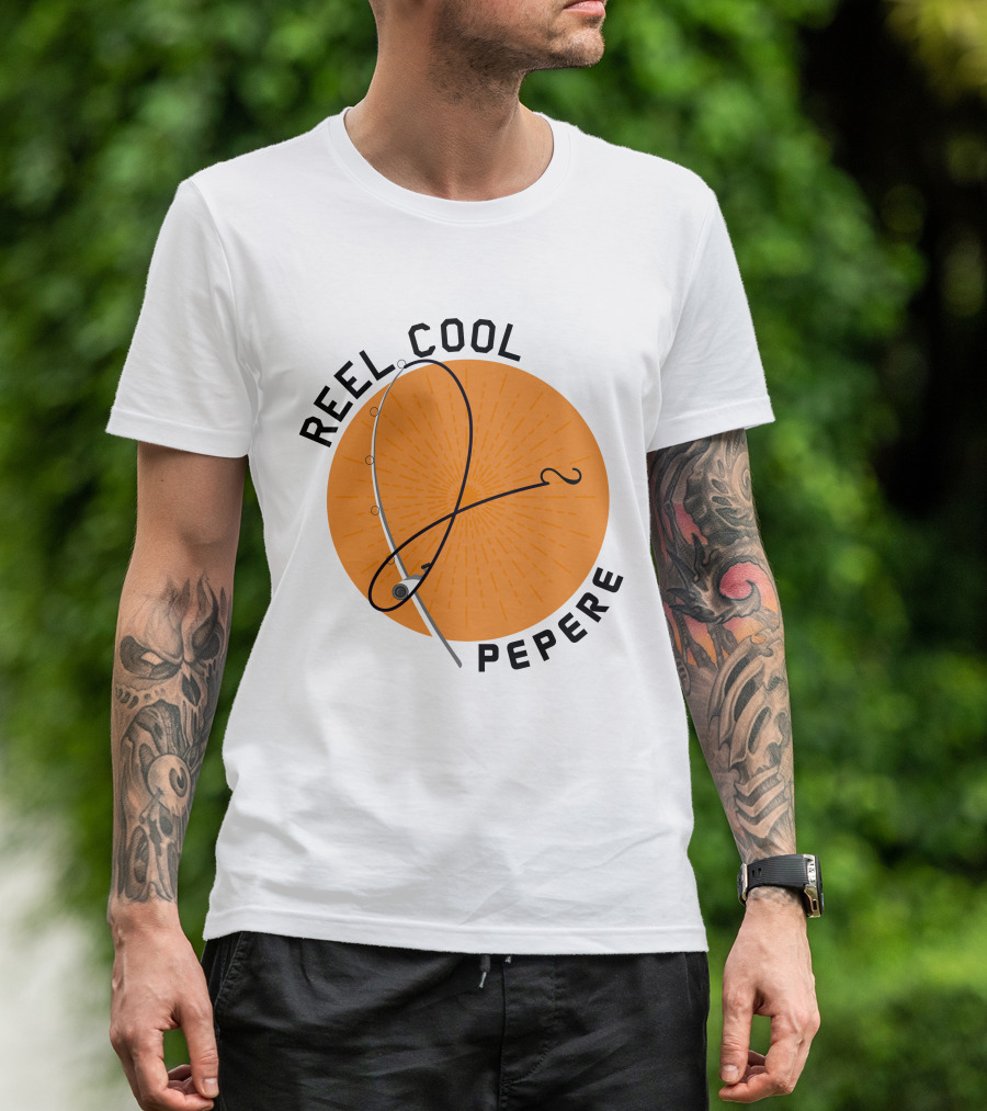 Reel Cool Pepere Fishing Rod And Orange Sunburst T-Shirt