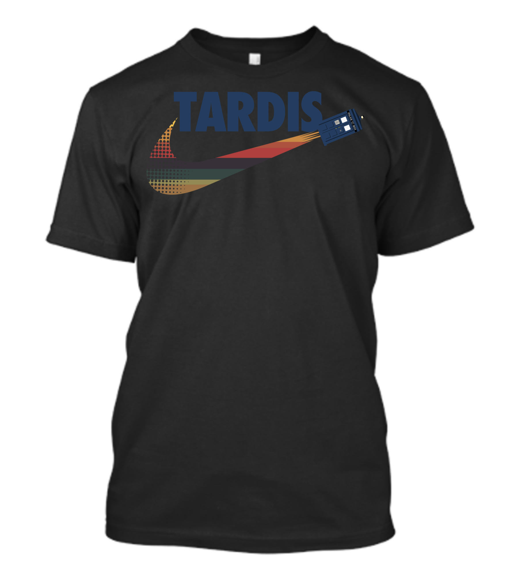 Tardis 13th Doctor Parody Swoosh Design With Time Machine T-Shirt