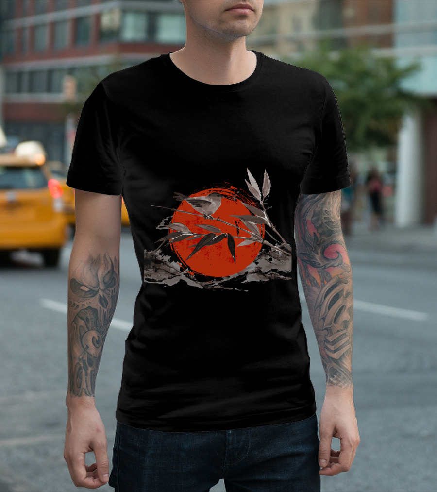 Tokyo Red Sun and Bamboo Japanese Text T-Shirt