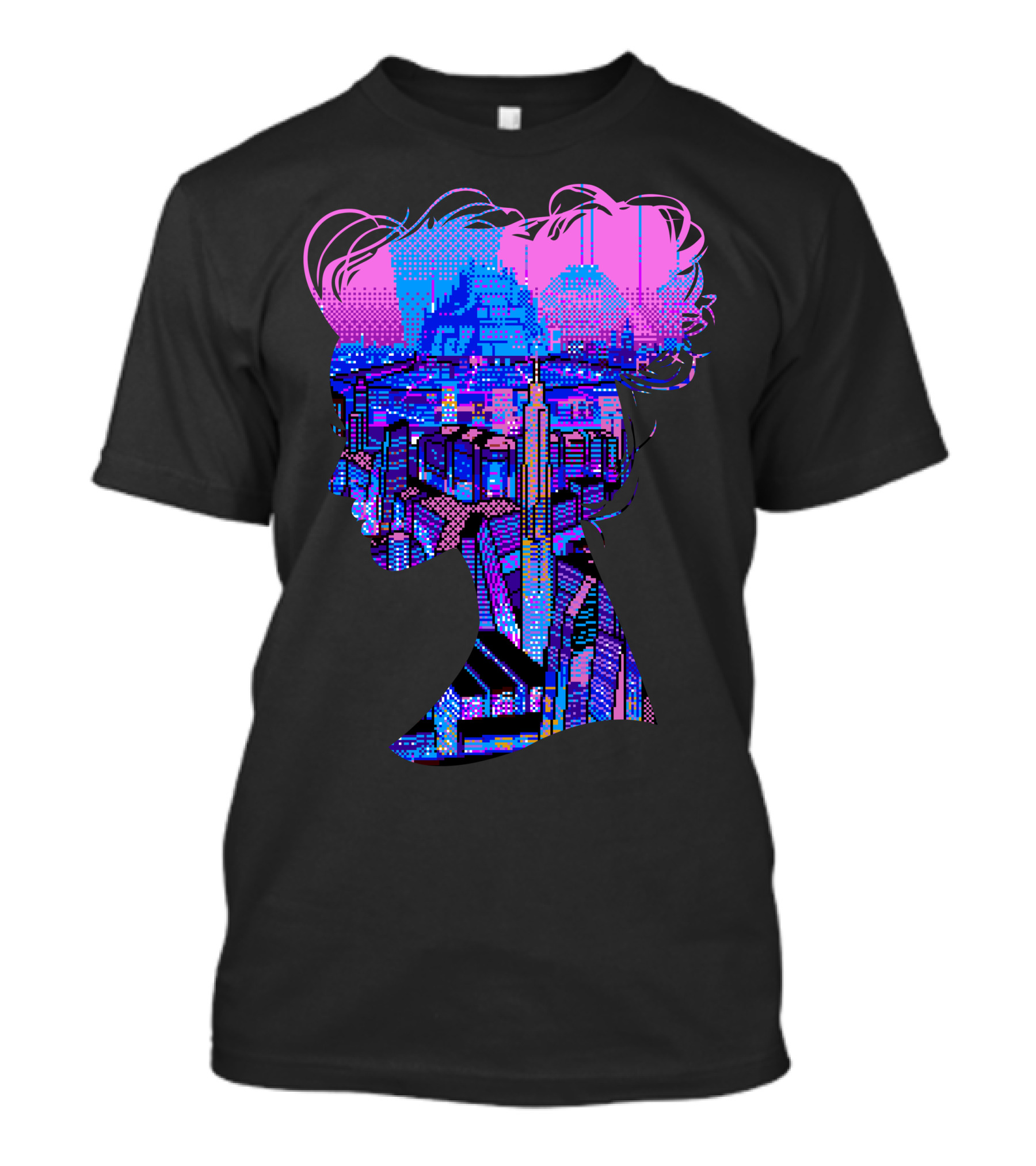 Vaporwave Girl Cyber Cityscape T-Shirt