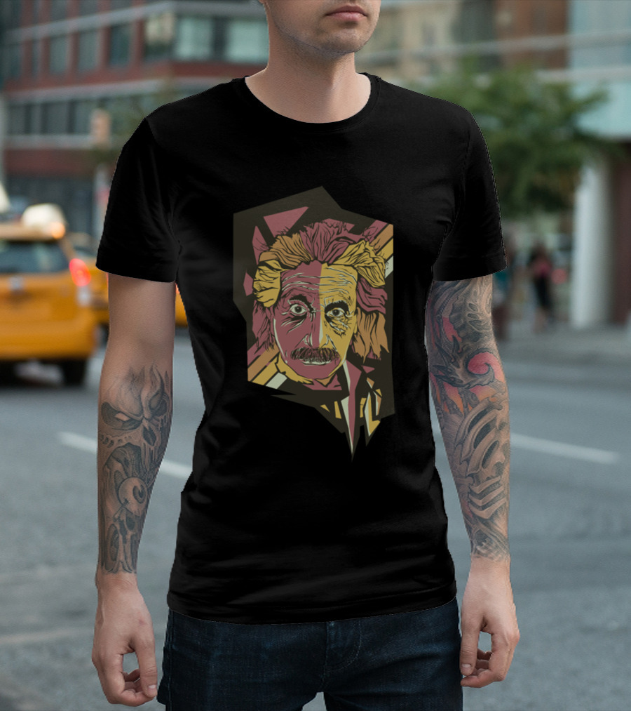 Albert Einstein Aspop Abstract Geometric Portrait T-Shirt