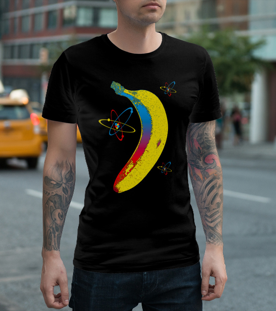 Atomic Banana Pop Art With Vibrant Atomic Symbols T-Shirt