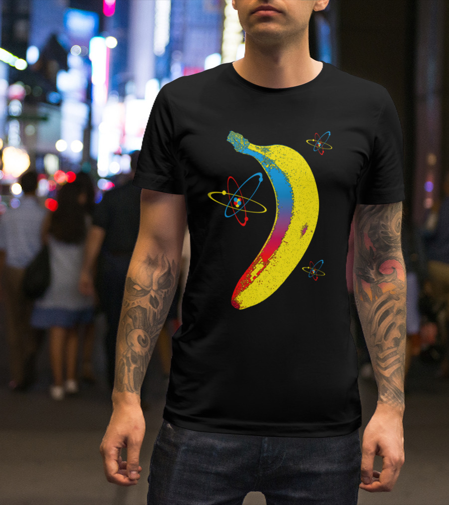 Atomic Banana Pop Art With Vibrant Atomic Symbols T-Shirt