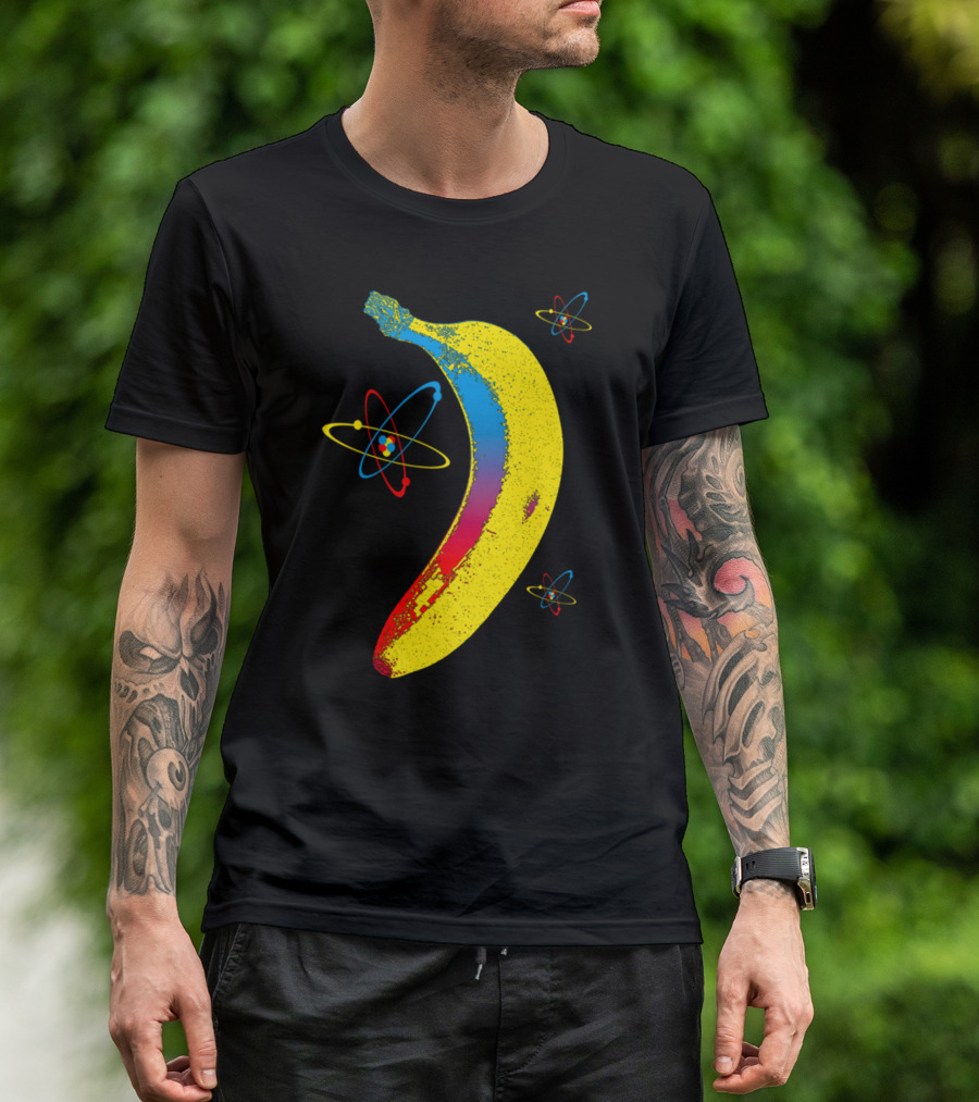 Atomic Banana Pop Art With Vibrant Atomic Symbols T-Shirt
