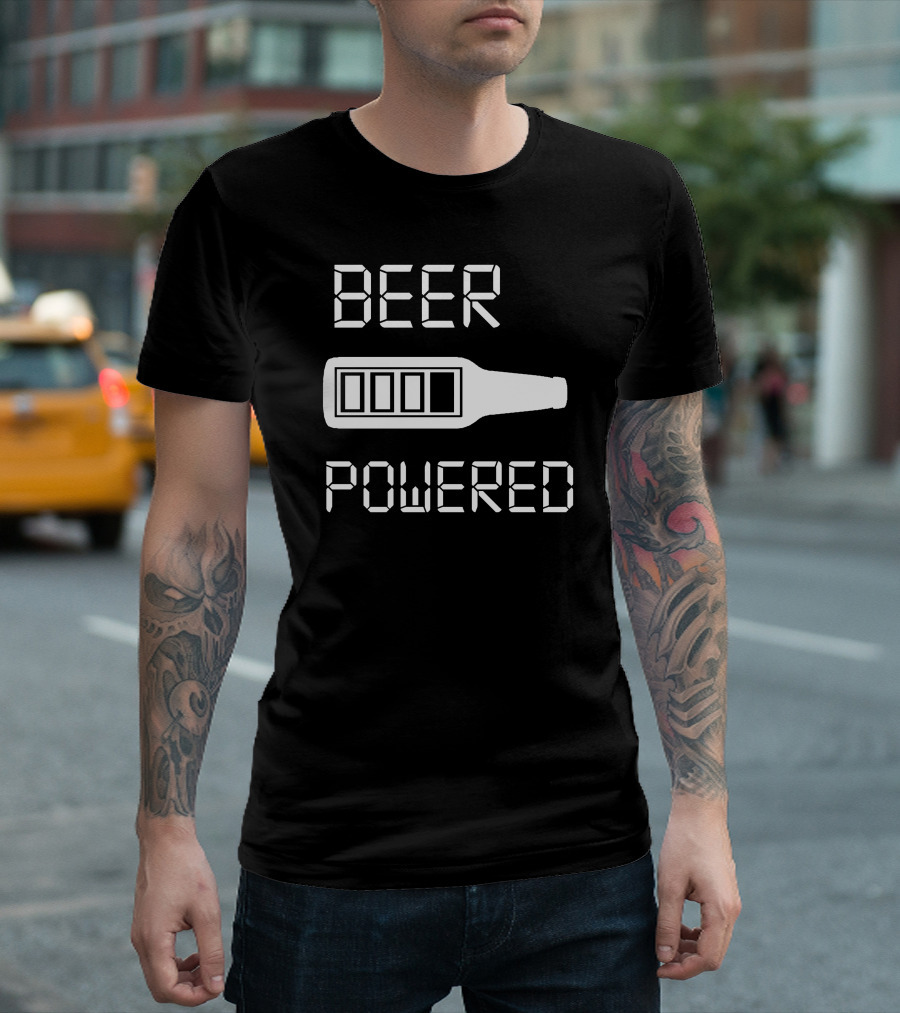 Beer Powered Digital Battery Bottle T-Shirt
