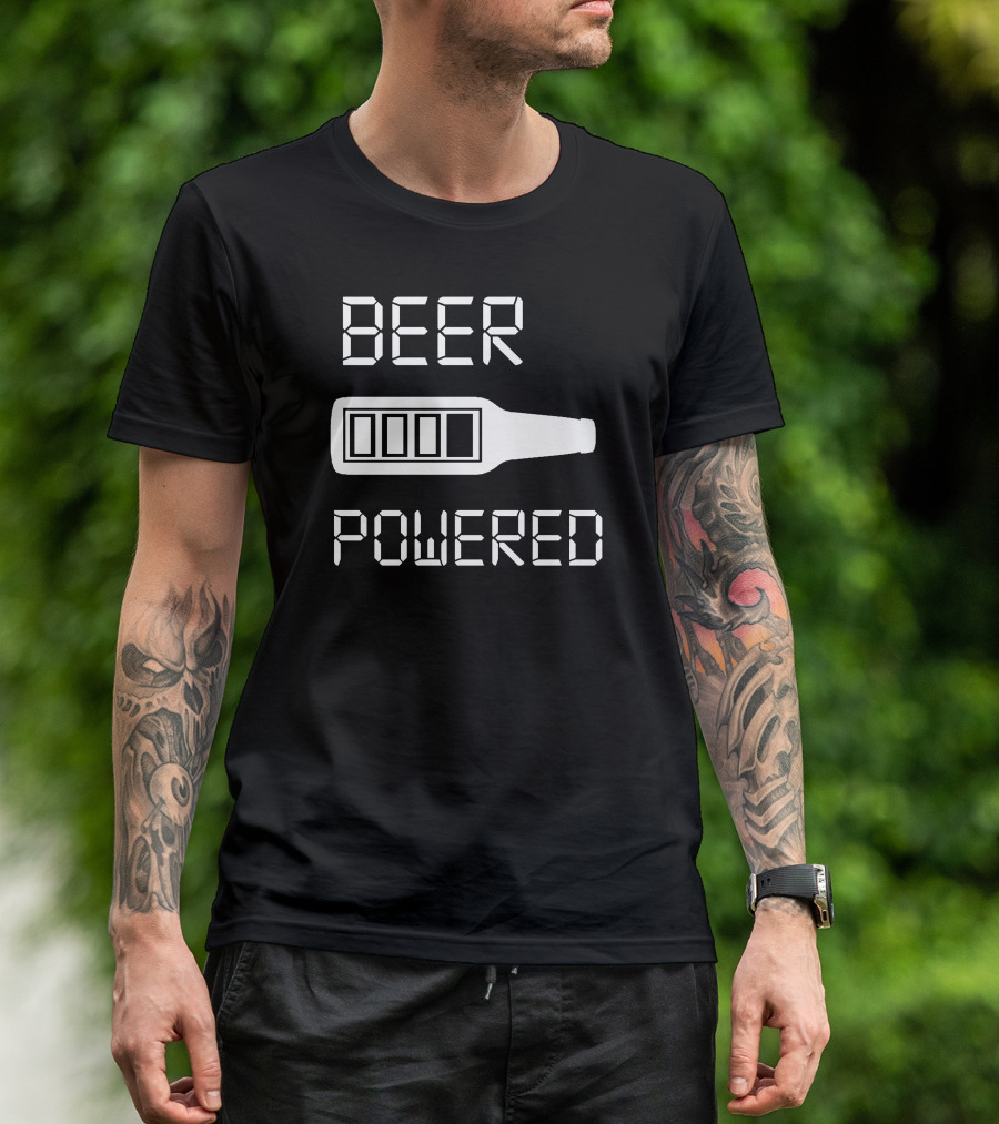 Beer Powered Digital Battery Bottle T-Shirt