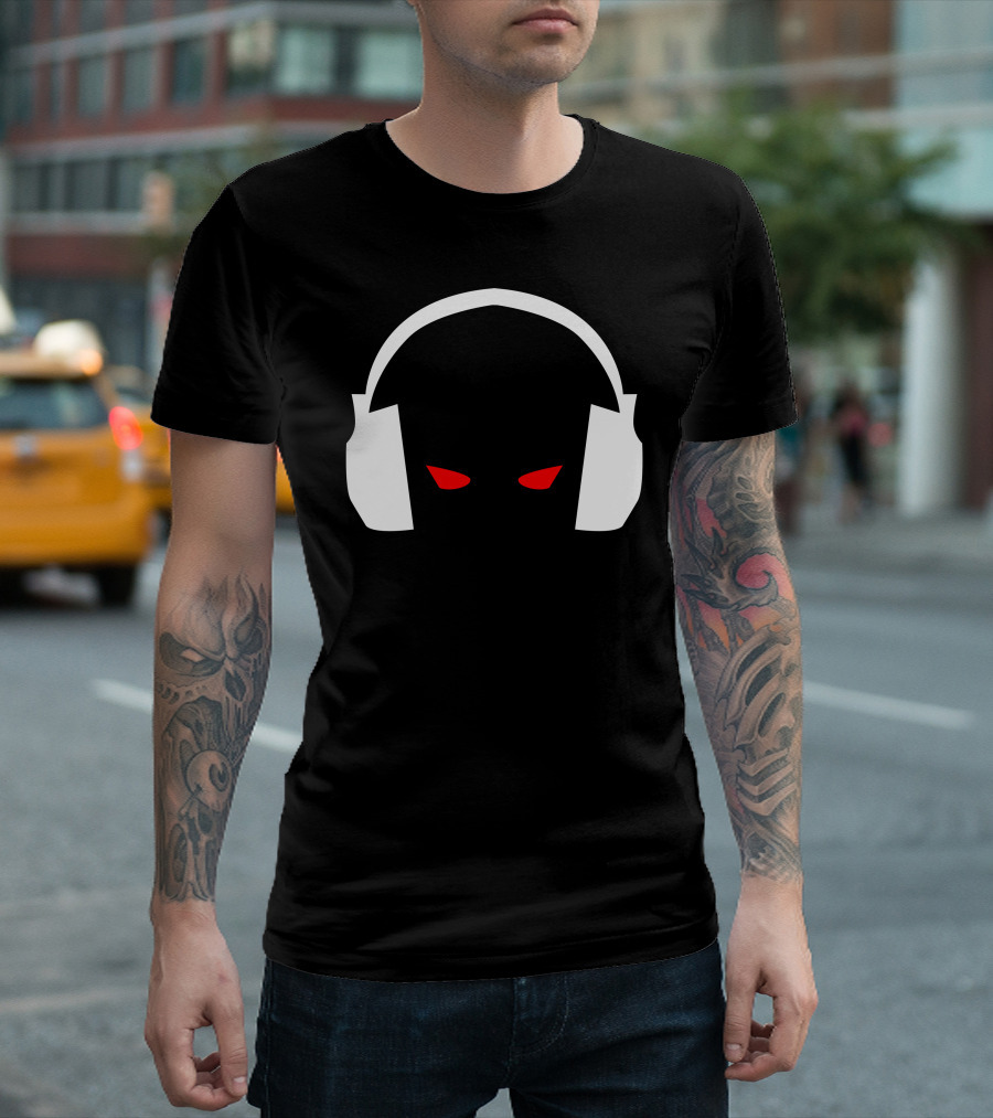 Evil Eye Headphone Silhouette With Red Eyes T-Shirt