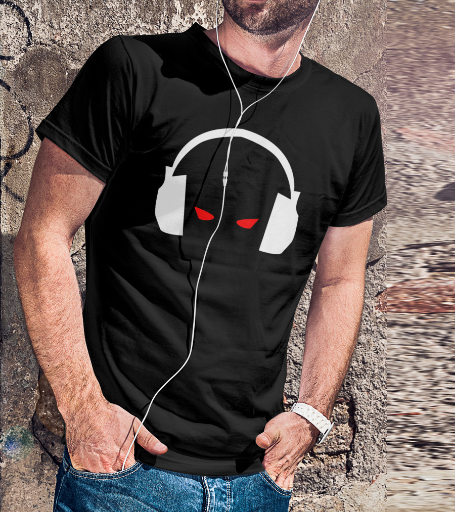 Evil Eye Headphone Silhouette With Red Eyes T-Shirt