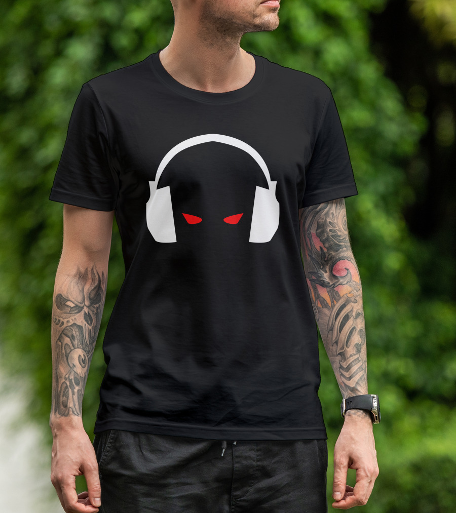 Evil Eye Headphone Silhouette With Red Eyes T-Shirt