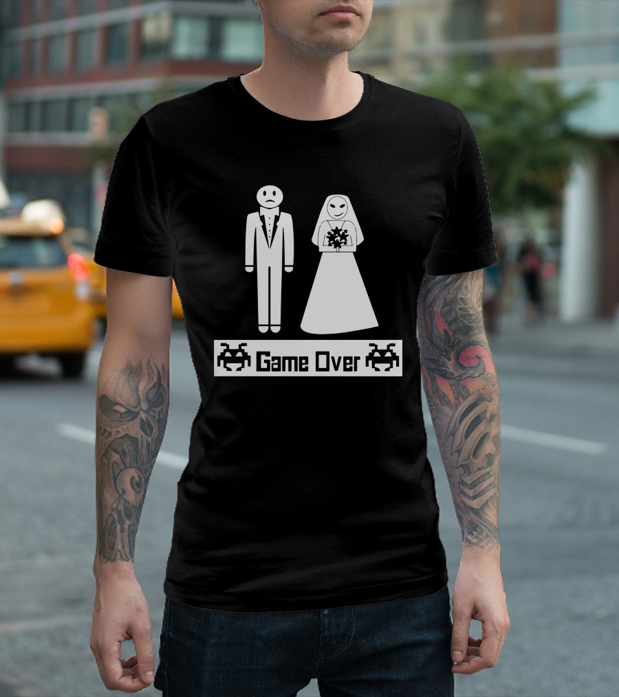 Game Over Marriage Wedding Bachelor Groom Funny Party Gag T-Shirt