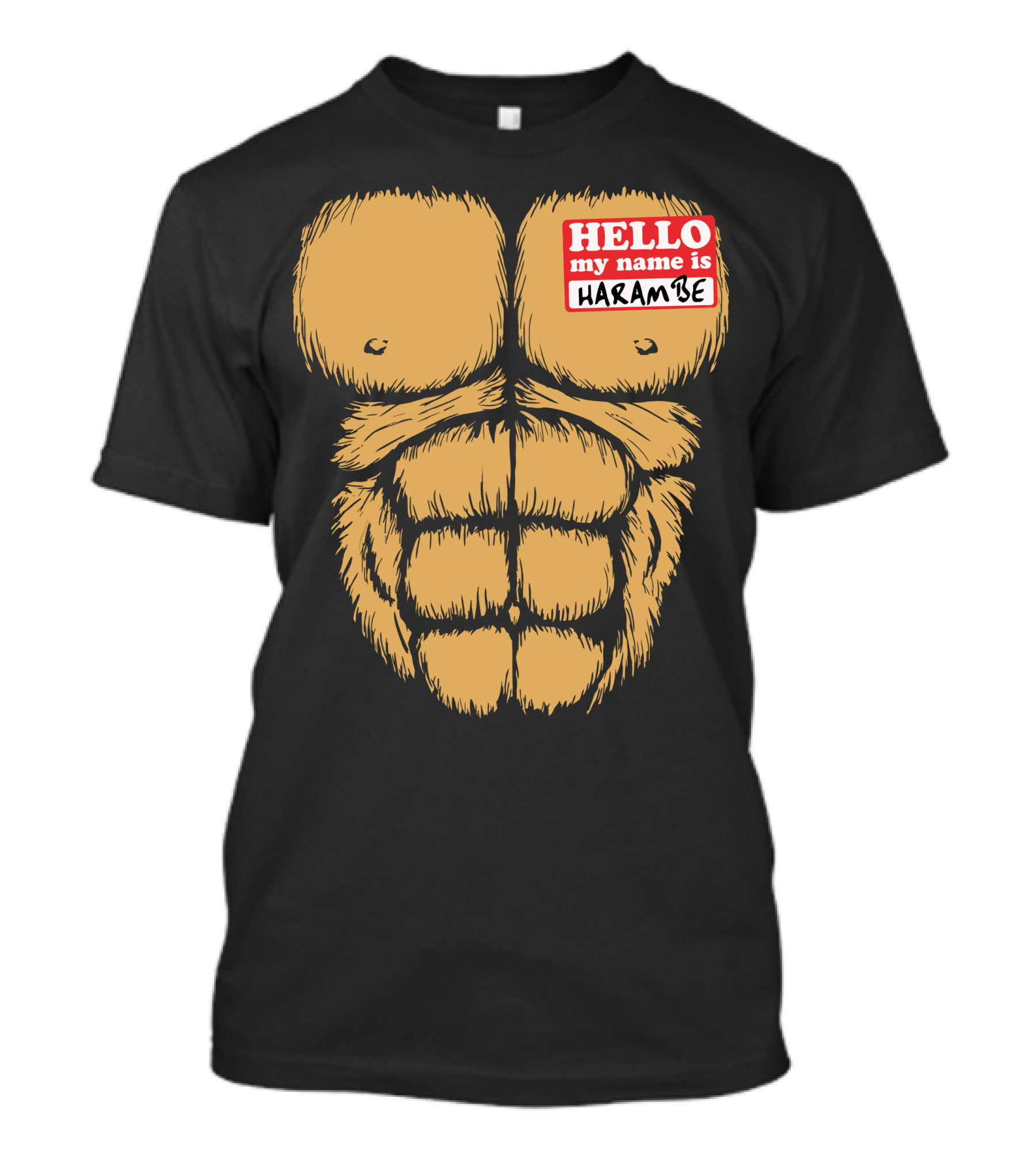 Hello My Name Is Harambe Gorilla Chest Muscles T-Shirt