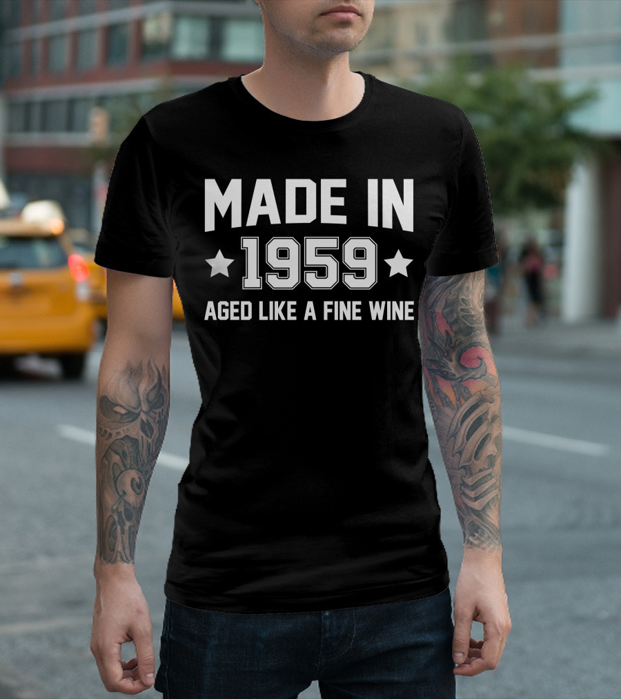 Made In 1959 Aged Like A Fine Wine Stars T-Shirt