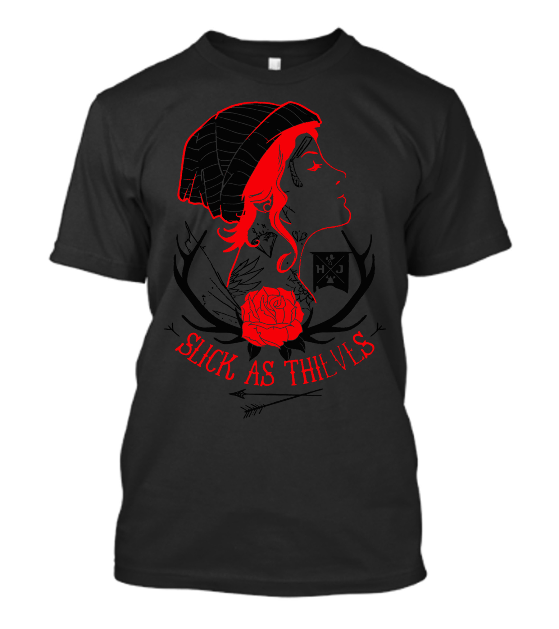 Mens Hobo Jack Slick As Thieves Tattoo Art With Rose And Antlers T-Shirt