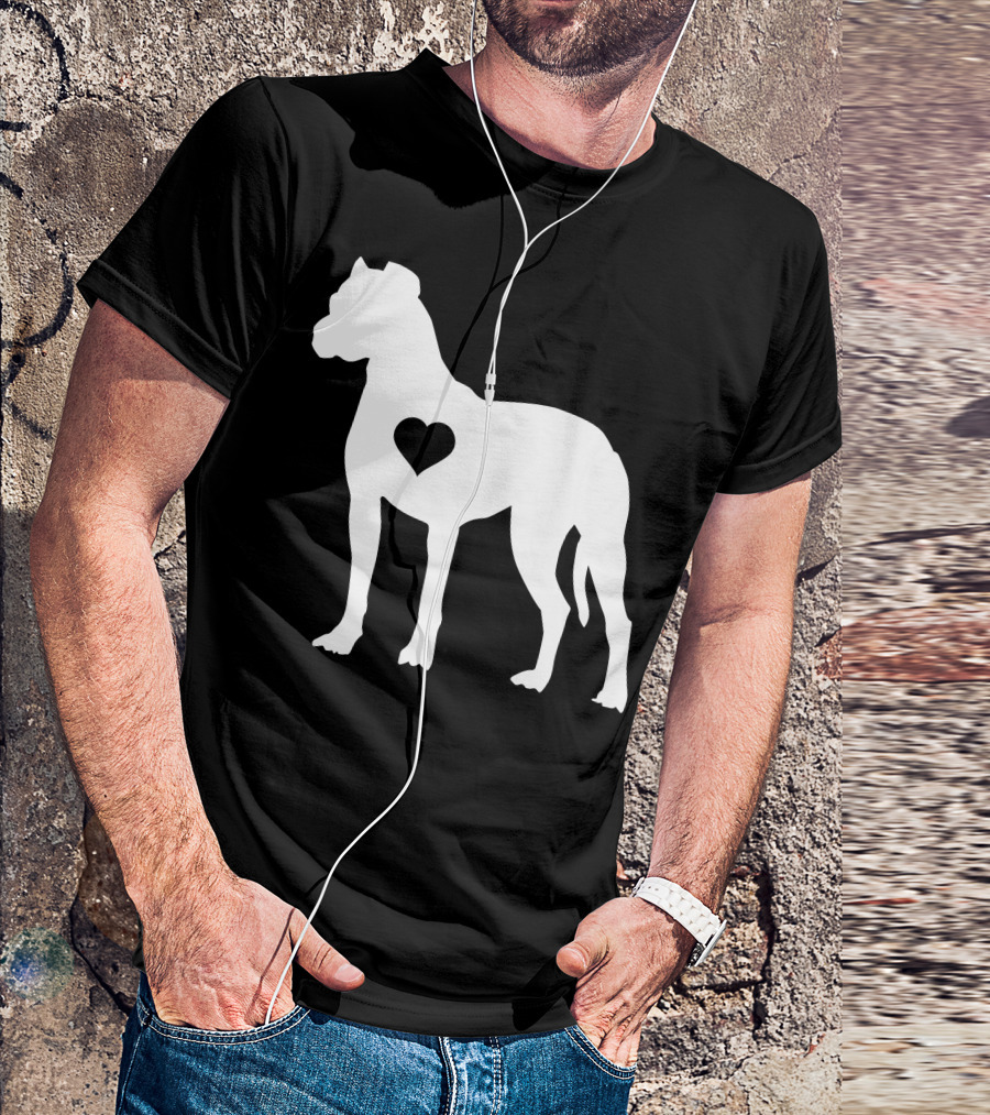 Pit Bull Terrier Silhouette With Heart Emblem T-Shirt