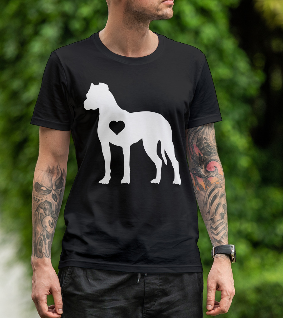 Pit Bull Terrier Silhouette With Heart Emblem T-Shirt