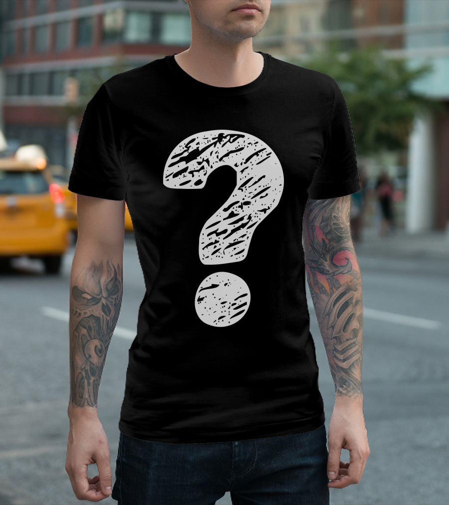 Question Mark Distressed Print T-Shirt